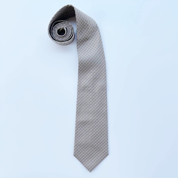 Donna Karan Metallic Mens Gold Patterned Tie - Picture 5 of 5